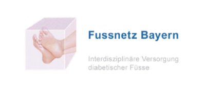 Fussnetz Bayern Grafik mit Fuß und Logo von Fussnetz Bayern für diabetische Fußversorgung.