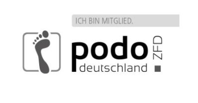 Logo von Podo Deutschland Logo von Podo Deutschland mit Fußsymbol und dem Text "Ich bin Mitglied".